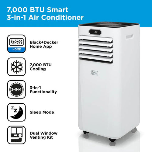 2025 Aire Acondicionado Móvil Inteligente Black+Decker BXAC40024GB 7000 BTU