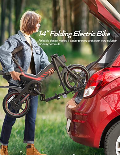 2025 Sailnovo Bicicleta Eléctrica Plegable 14'' para Adultos y Adolescentes, Batería de Litio Integrada