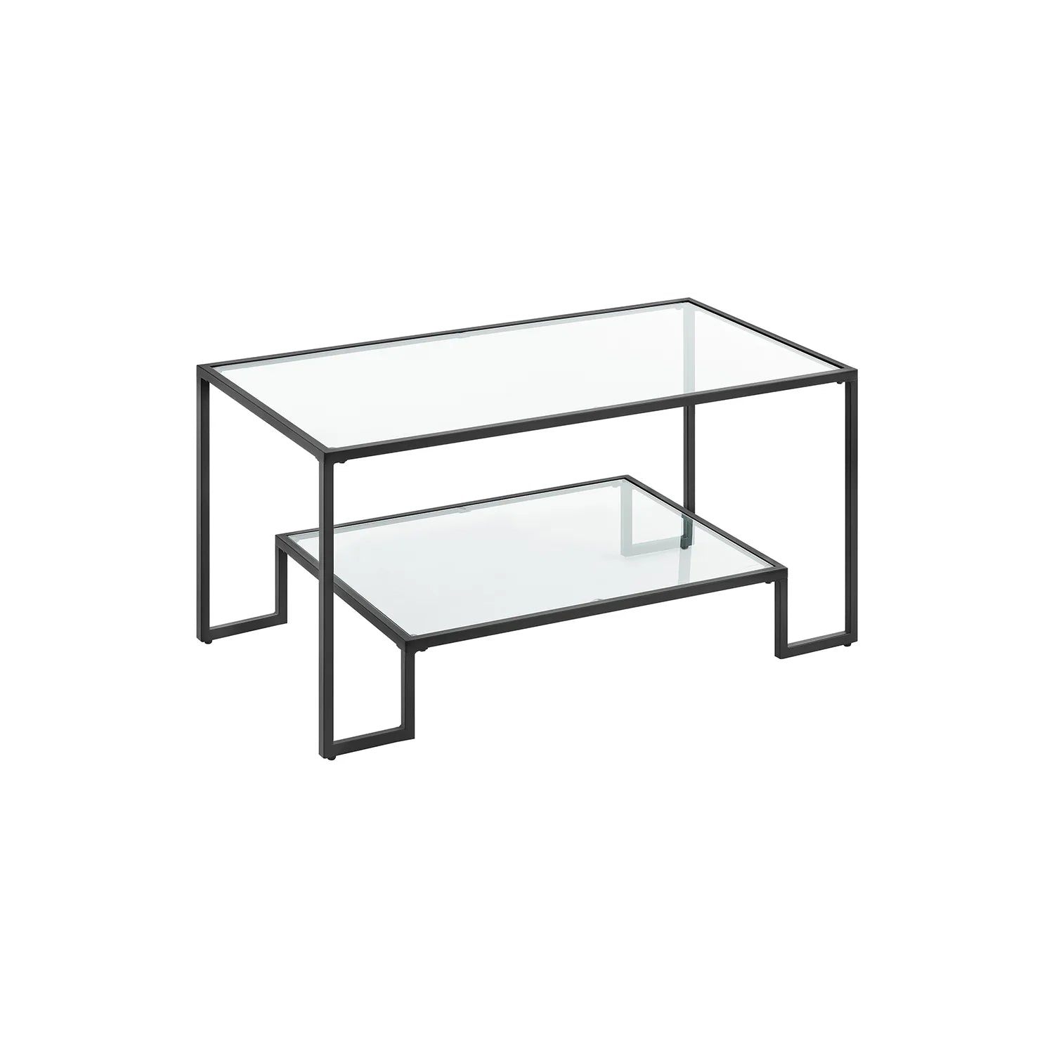 Mesa de Centro de Vidrio con Almacenamiento Superficie de Vidrio Templado