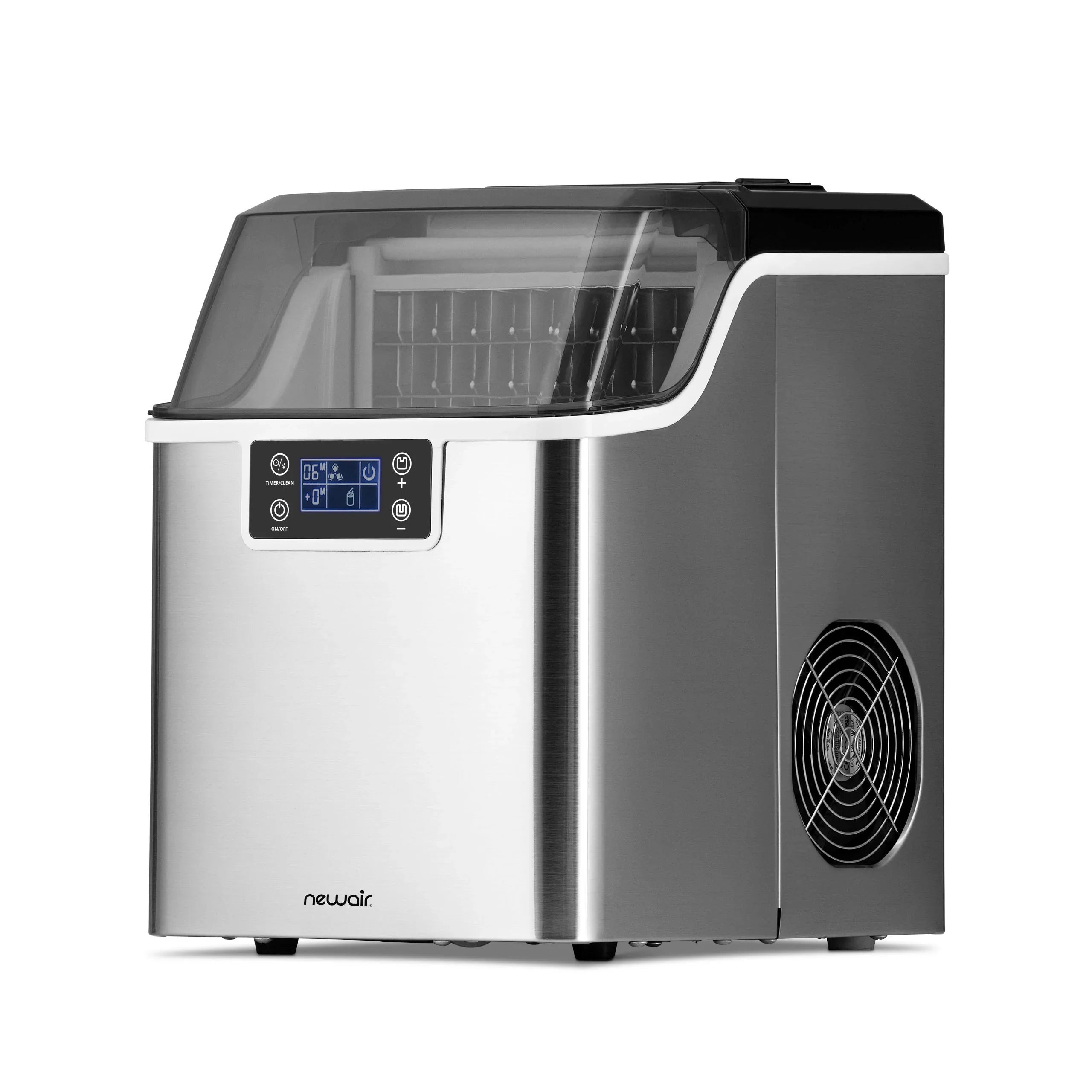 2025 Máquina de hielo de mostrador Newair® – Hielo transparente, 20 kg/día – Acero inoxidable