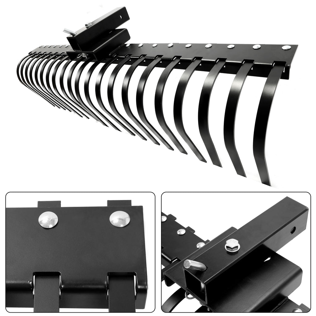 Rastrillo Paisajístico Kojem de 60 Pulgadas para ATV, UTV, SxS, Limpieza de Jardín, Patio y Playa con Barra de Herramienta de 48" o 60" y Sistema de Enganche de 3 Puntos