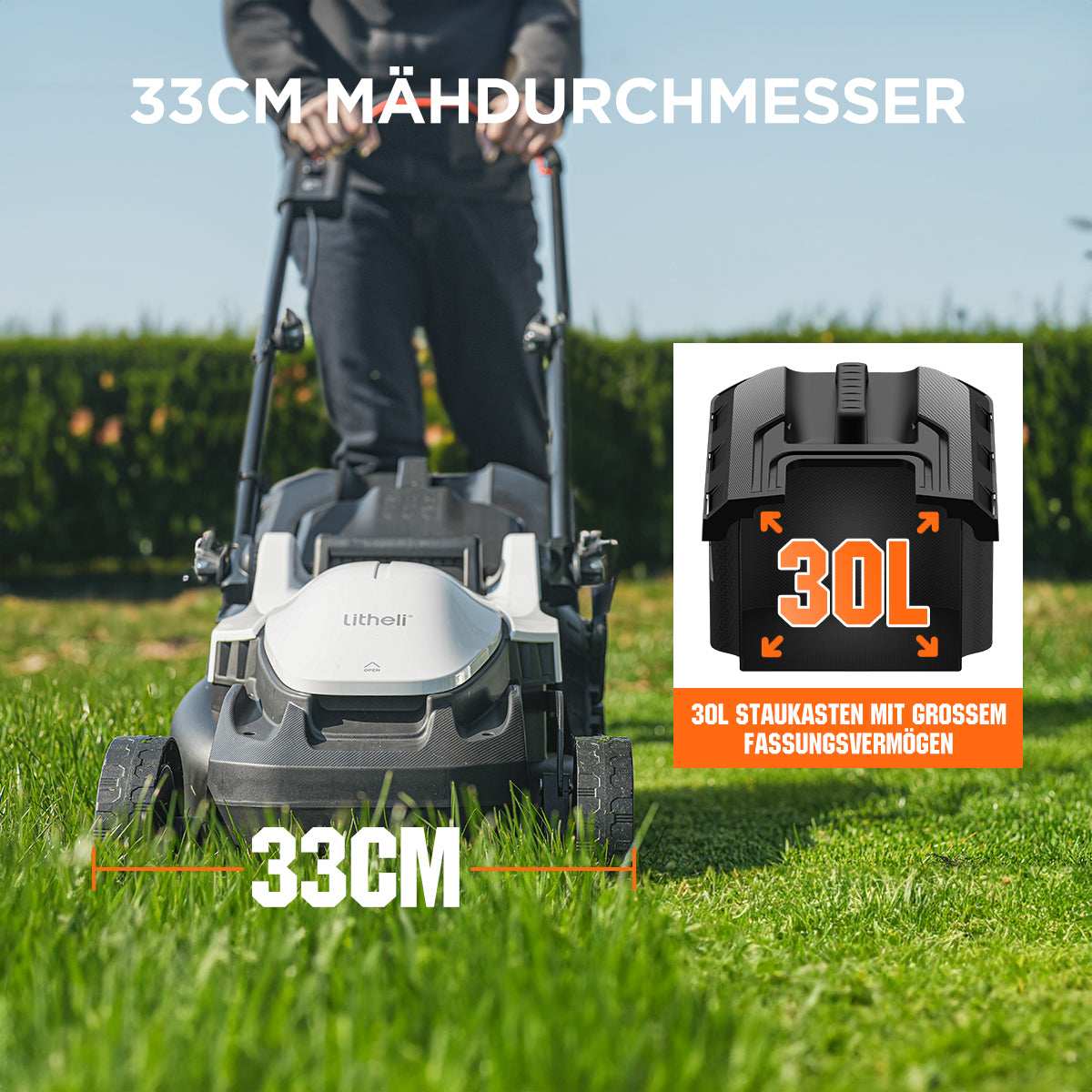 2025 Cortacésped inalámbrico U20 33 cm 20V con opciones de motor brushless o con escobillas y baterías de 4,0 Ah