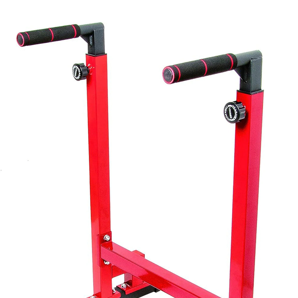 2025 BalanceFrom Estación Multifuncional de Dips para Gimnasio en Casa, Capacidad 500 lb, Rojo
