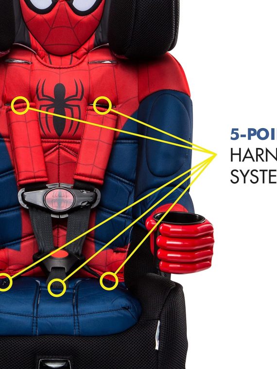 2025 Asiento Elevador KidsEmbrace Marvel Spider-Man 2 en 1 con Vista hacia Adelante y Sistema LATCH | Arnés de 5 Puntos 22-65 lbs, Convertible a Elevador con Cinturón 40-100 lbs | Ajustable