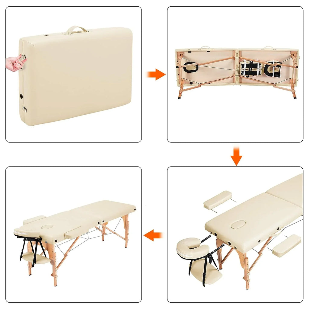 Mesa de Masajes Yaheetech – Mesa Plegable Portátil para Tratamientos, Pestañas, Spa – Mesa de Masaje Ajustable en 2 Secciones con Bolsa No Tejida, 24 pulgadas, Negra