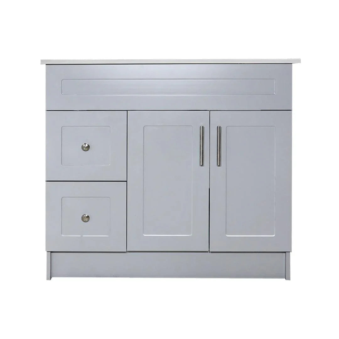 Mueble de tocador de MDF gris de 36" con 2 cajones