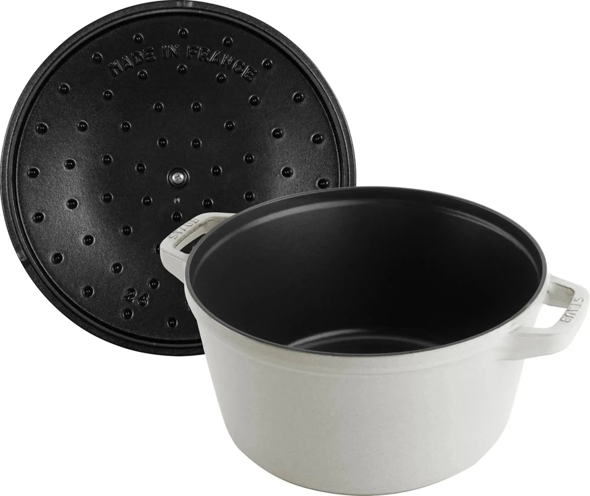 2025 Cocotte de 4 piezas, 24 cm, redonda, Trufa Blanca, apilable
