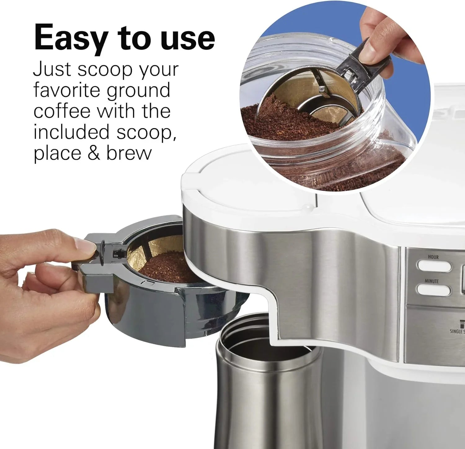 2025 Cafetera de goteo programable 2 en 1 Hamilton Beach, 12 tazas, jarra de vidrio, función pausa y sirve automática, color negro (49980R)