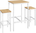 Conjunto de bar con mesa cuadrada y 2 taburetes, set de comedor para 2 personas, ahorro de espacio para cocina, rincón de desayuno, salón, sala de fiestas, en roble dorado y blanco nube