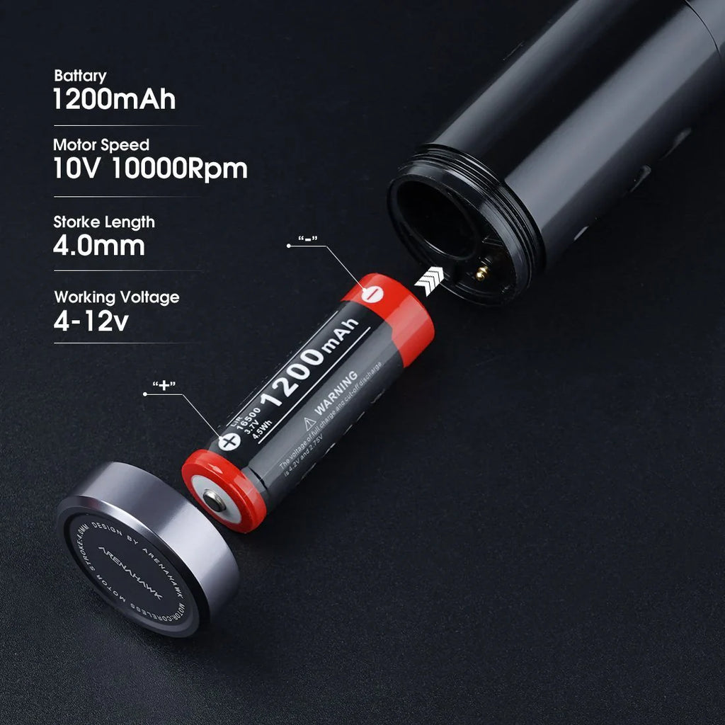 Máquina de Tatuaje Rotativa Inalámbrica Arenahawk A-Power con Recorrido de 4.0 mm