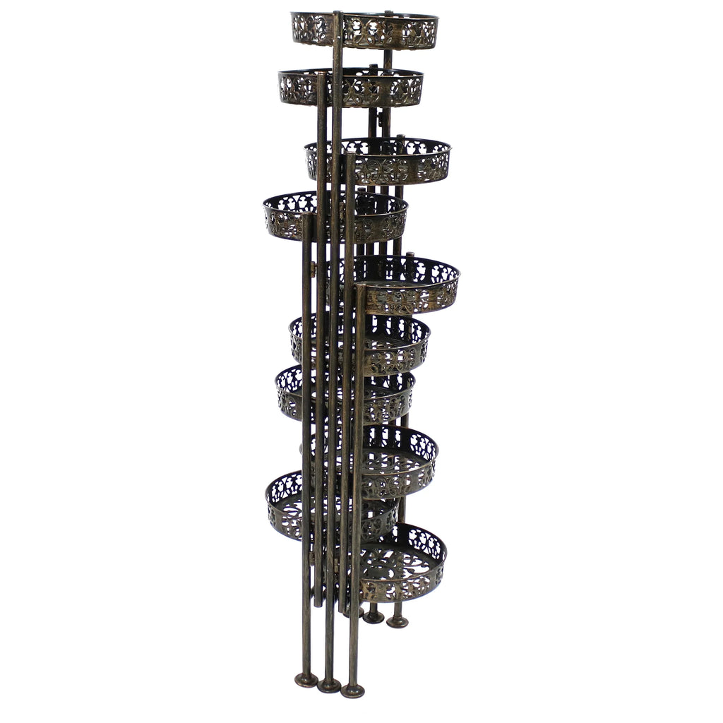 2025 Soporte Plegable para Plantas Sunnydaze de Acero en Bronce con 10 Niveles para Interior y Exterior - Altura 117 cm