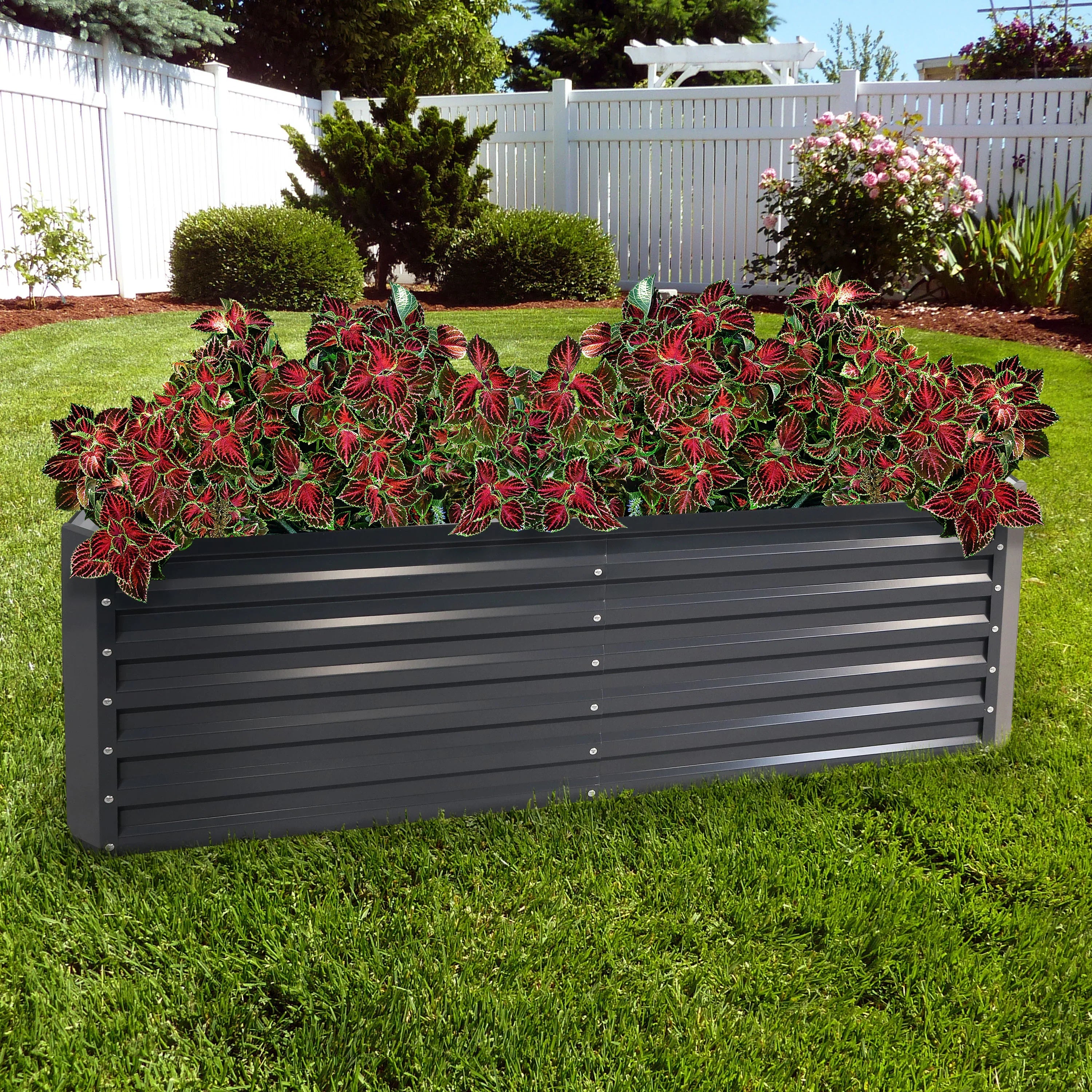 2025 Cama Elevada Rectangular para Jardín Sunnydaze de Acero Galvalume - 180 cm