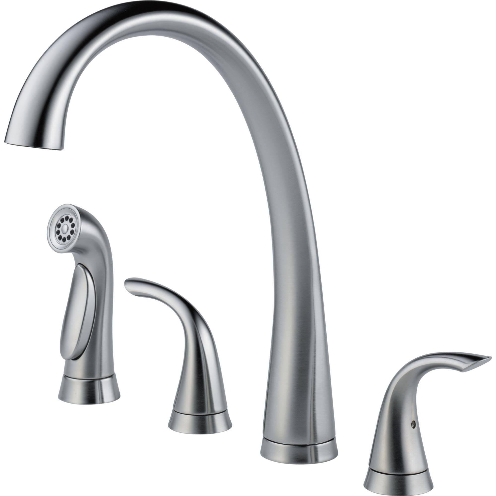 2025 Grifo de Cocina Pilar de Dos Manijas con Rociador – Arctic 2480-AR-DST