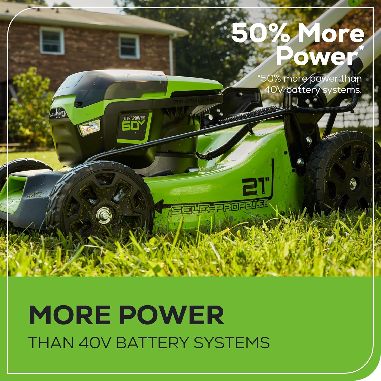 2025 Cortacésped autopropulsado inalámbrico 60V 21” con 2 baterías de 4,0Ah y cargador rápido de doble puerto – Greenworks