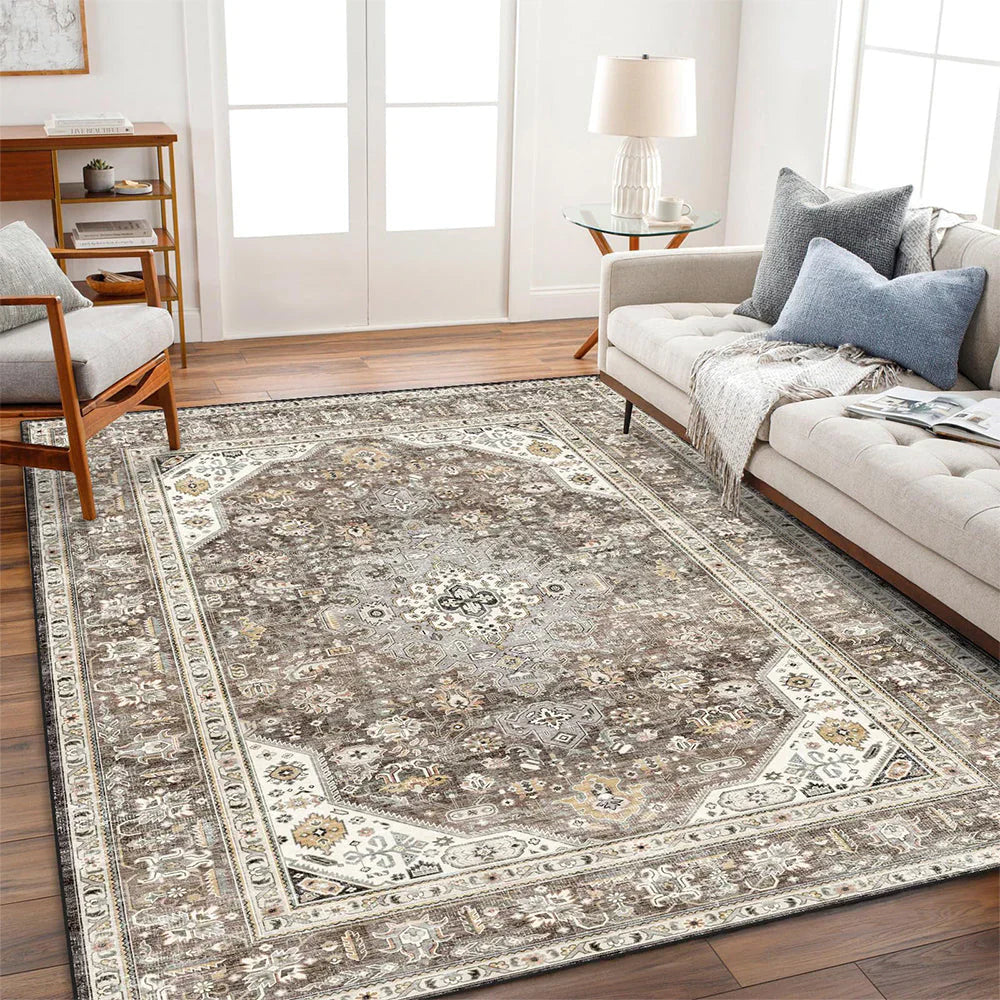 Alfombra lavable - Alfombra grande para interiores, estilo oriental vintage, suave, antideslizante y resistente a las manchas