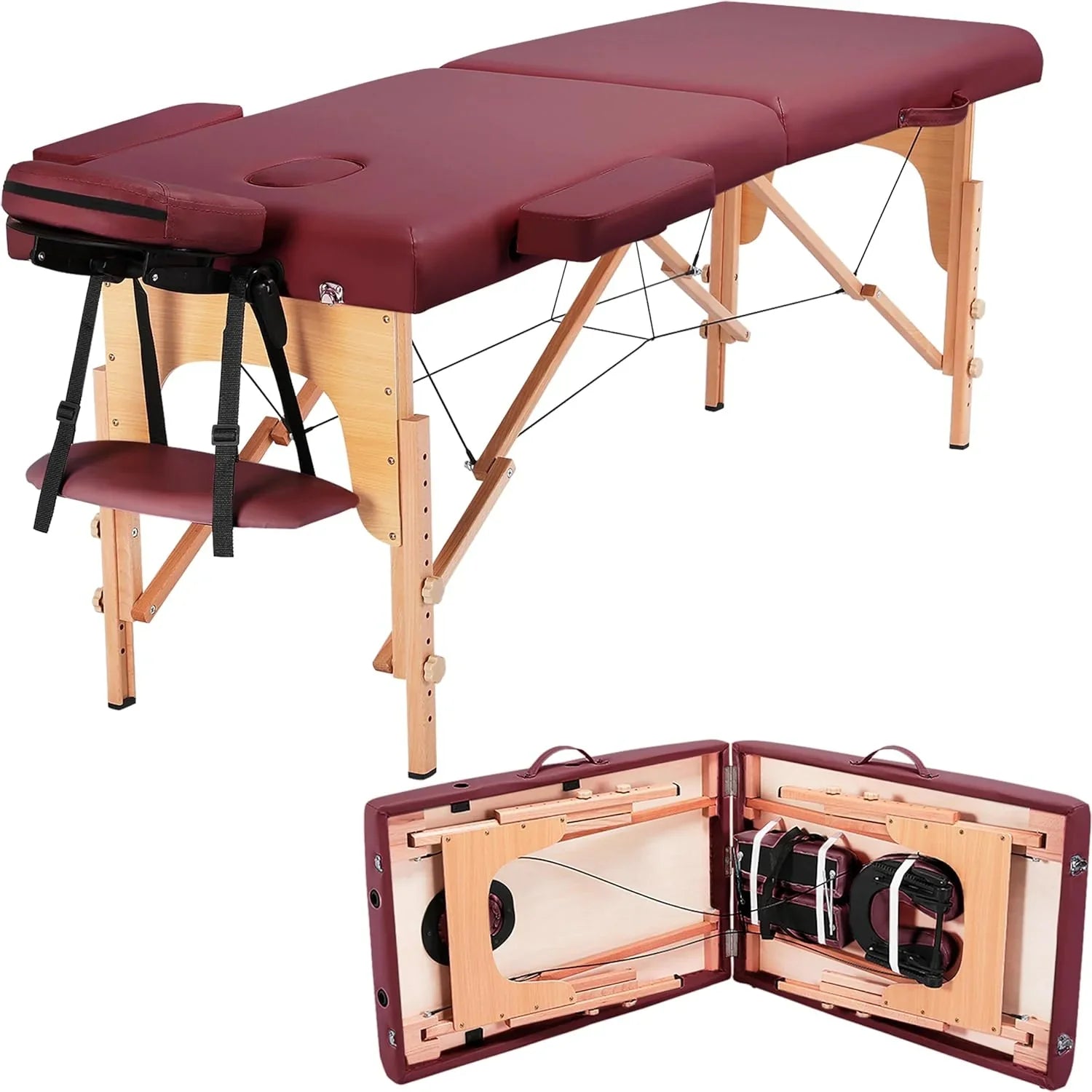 Mesa de Masajes Yaheetech – Mesa Plegable Portátil para Tratamientos, Pestañas, Spa – Mesa de Masaje Ajustable en 2 Secciones con Bolsa No Tejida, 24 pulgadas, Negra