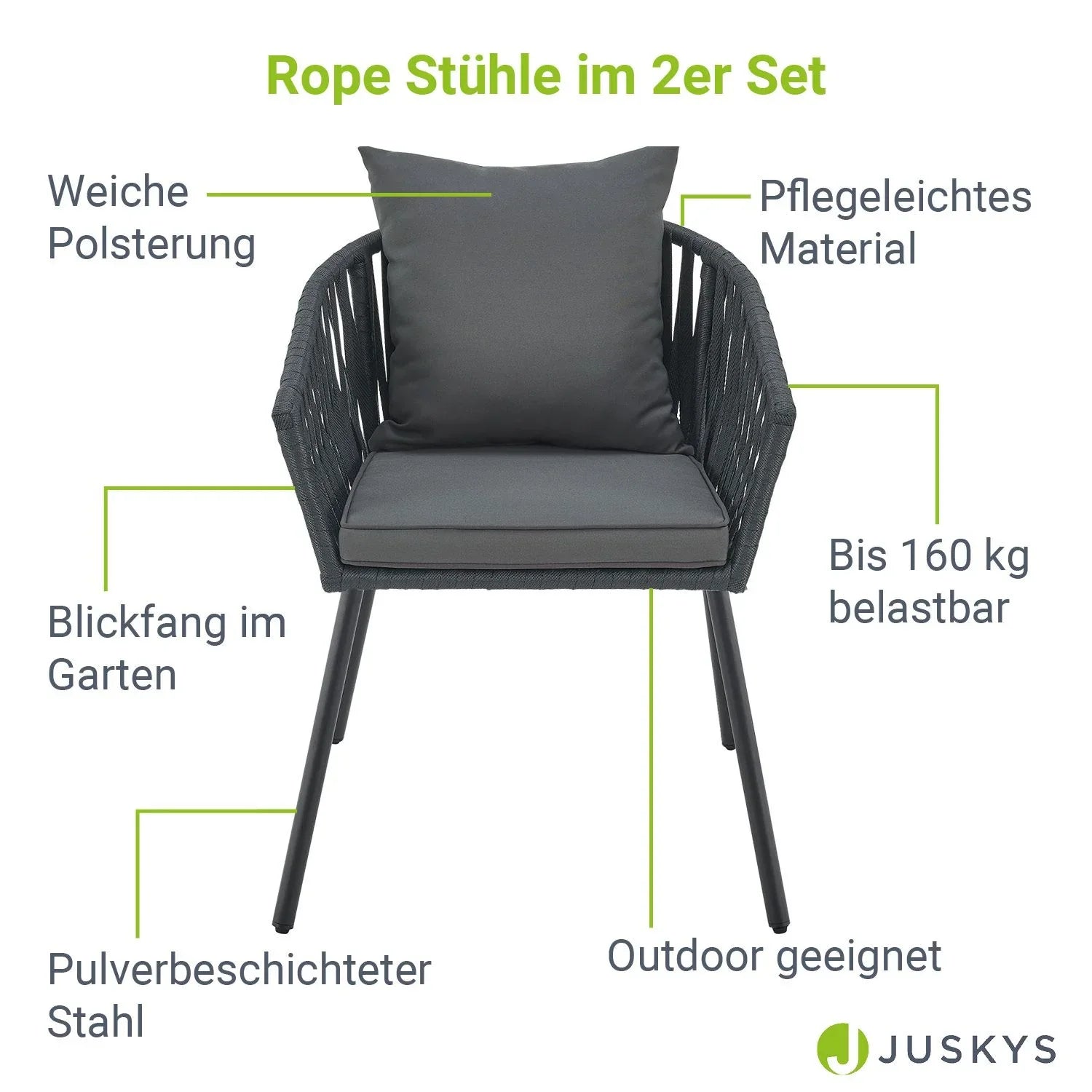 2025 Juego de 2 sillas Rope – Elegancia y confort para tu espacio exterior