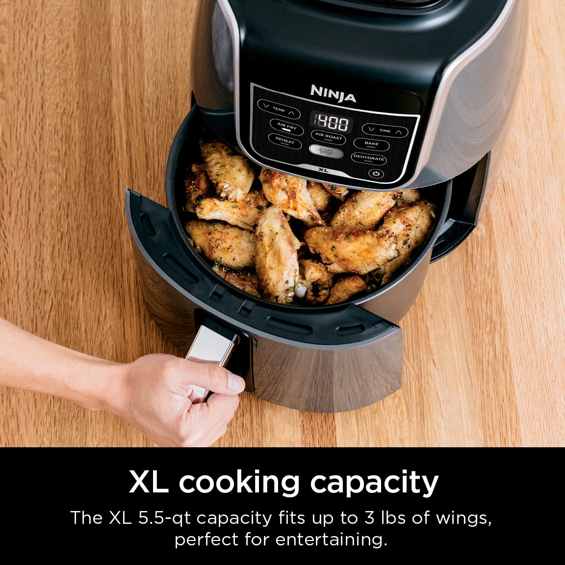 2025 Ninja AF150AMZ Freidora de Aire 5.5 Qt, Recalienta, Deshidrata y Función Multifuncional
