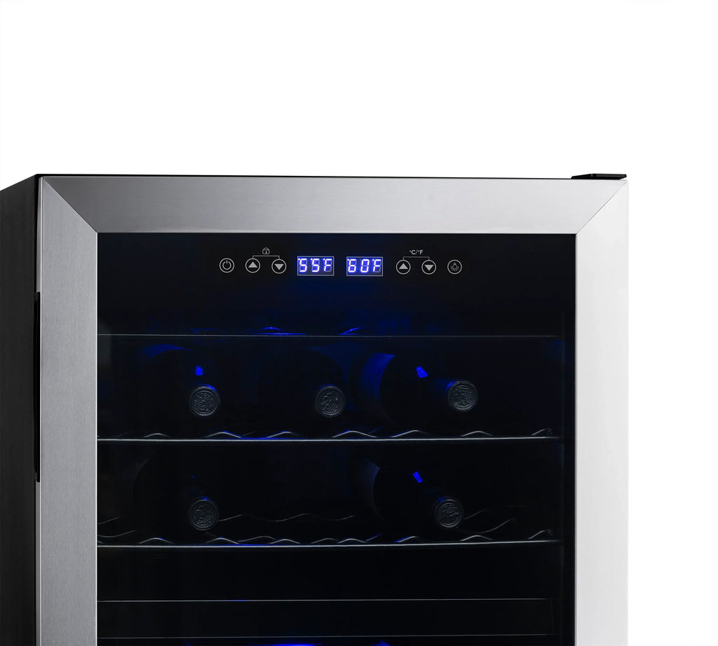 2025 Refrigerador de Vinos Independiente Newair® de Acero Inoxidable – 43 Botellas – 18,9" con Doble Zona