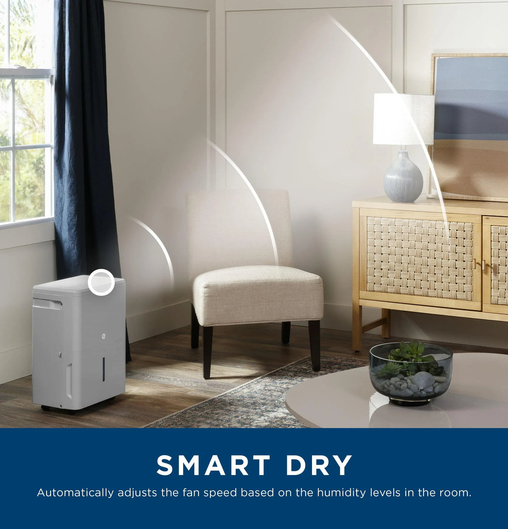 2025 GE Appliances AWHR50LB – Deshumidificador Portátil Inteligente con Smart Dry y Wi-Fi Integrado, Certificado Energy Star®