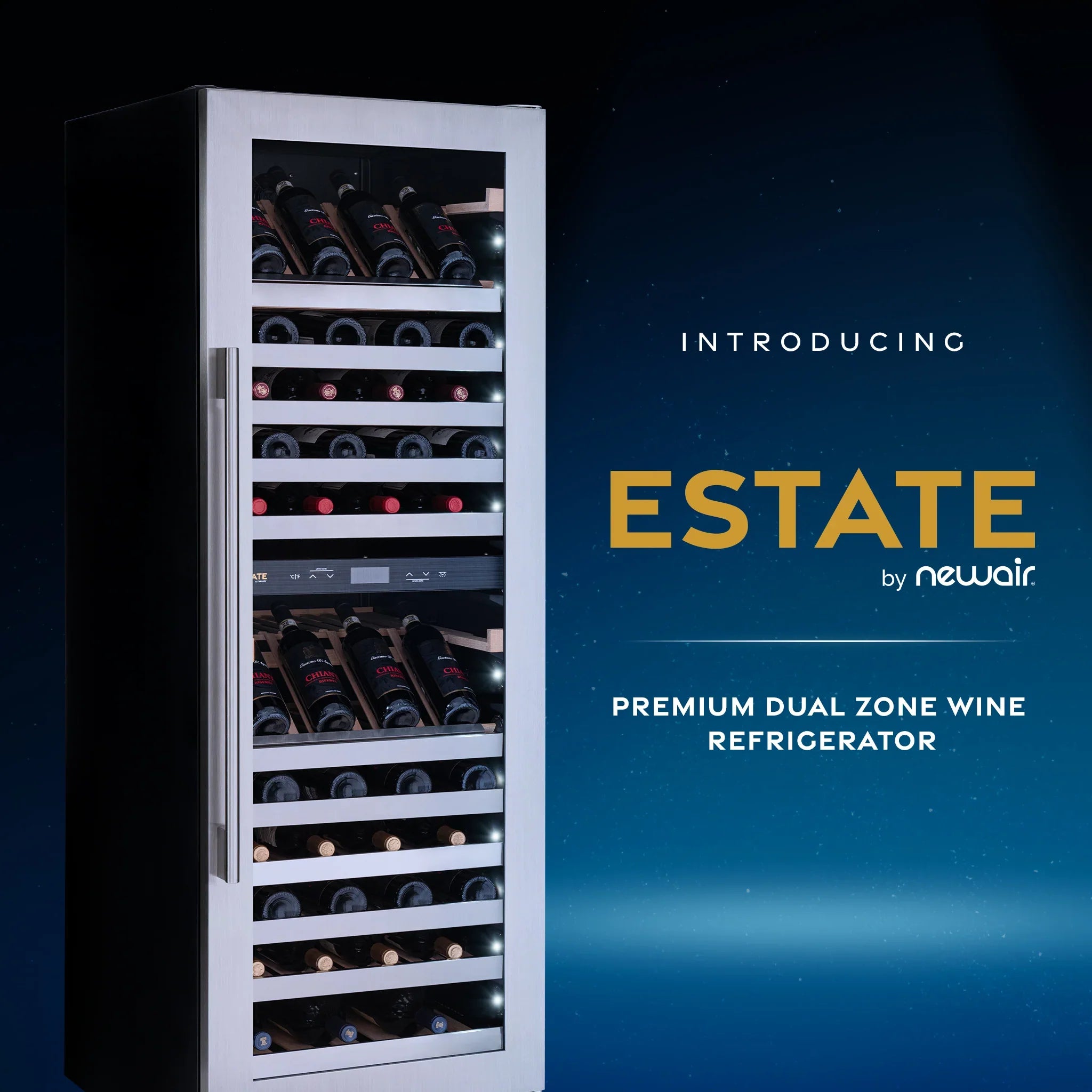 2025 Refrigerador de Vinos Independiente Newair ESTATE – Acero Inoxidable (160 botellas)