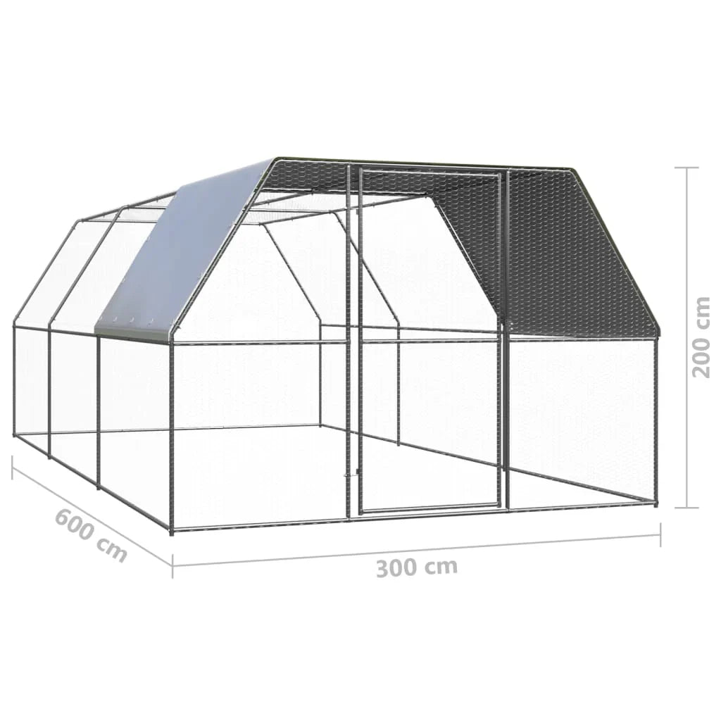 2025 Jaula para gallinas de acero 3 x 6 x 2 m – Recinto exterior seguro para aves de corral y pequeños animales