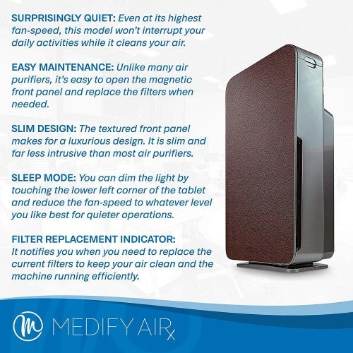 Medify MA-440 Luxury Spa 4 en 1 Purificador de Aire | Humidificador | Tableta Inalámbrica con Paisajes Sonoros | Filtración de Grado Médico H13 para 55 m².
