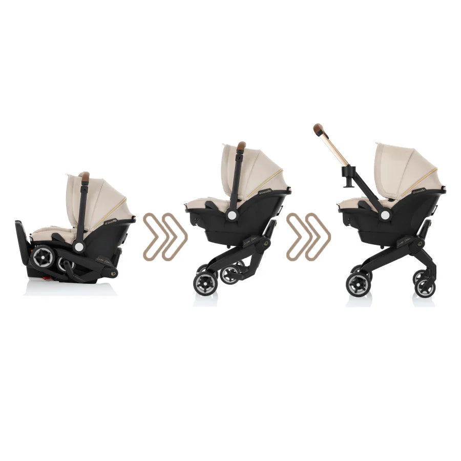 2025 Evenflo Shyft DualRide Combo Arnés-Capazo para Bebé Edición Limitada con Tela Green & Gentle