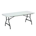 2025 Mesa plegable apilable de 6 pies, acabado granito blanco