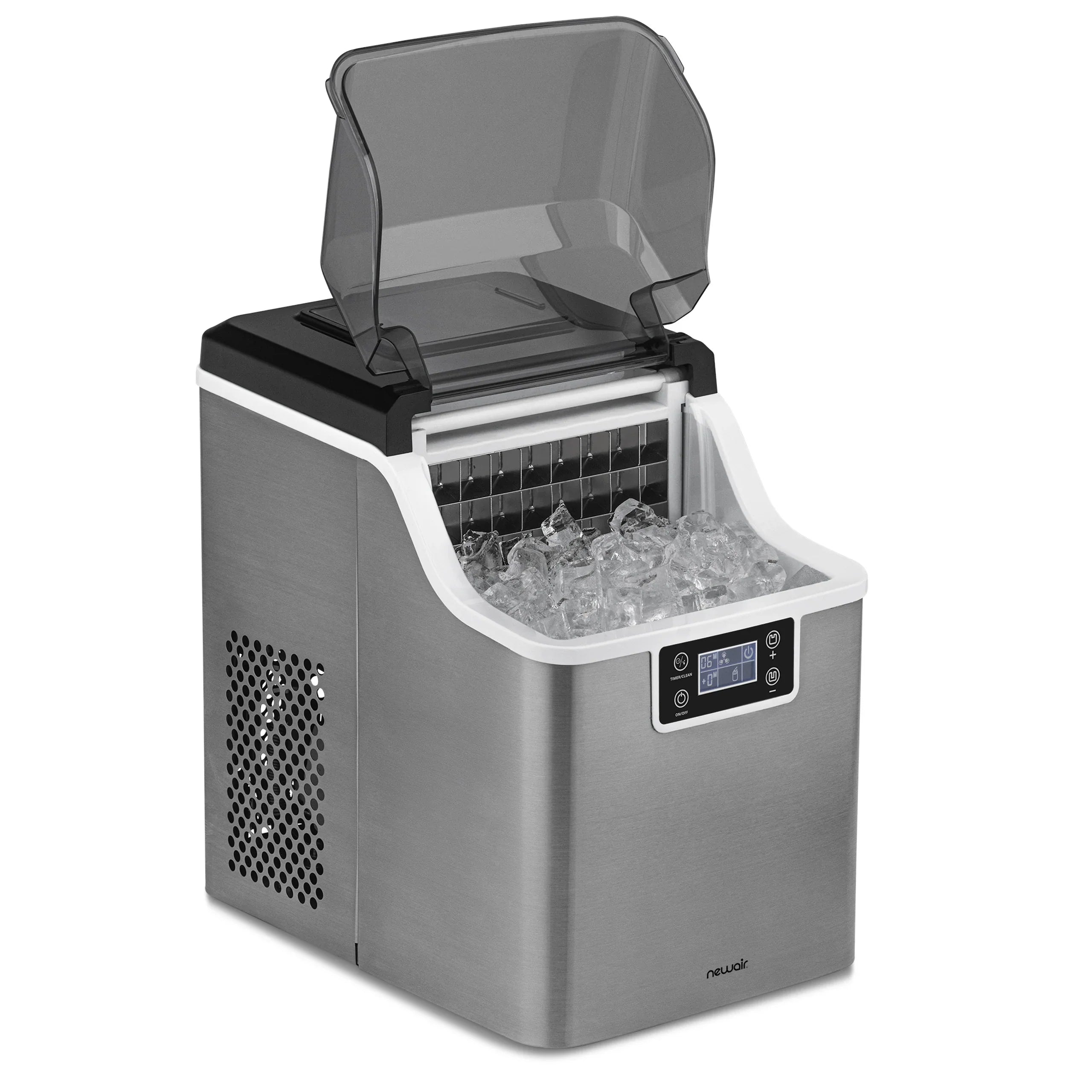 2025 Máquina de hielo de mostrador Newair® – Hielo transparente, 20 kg/día – Acero inoxidable