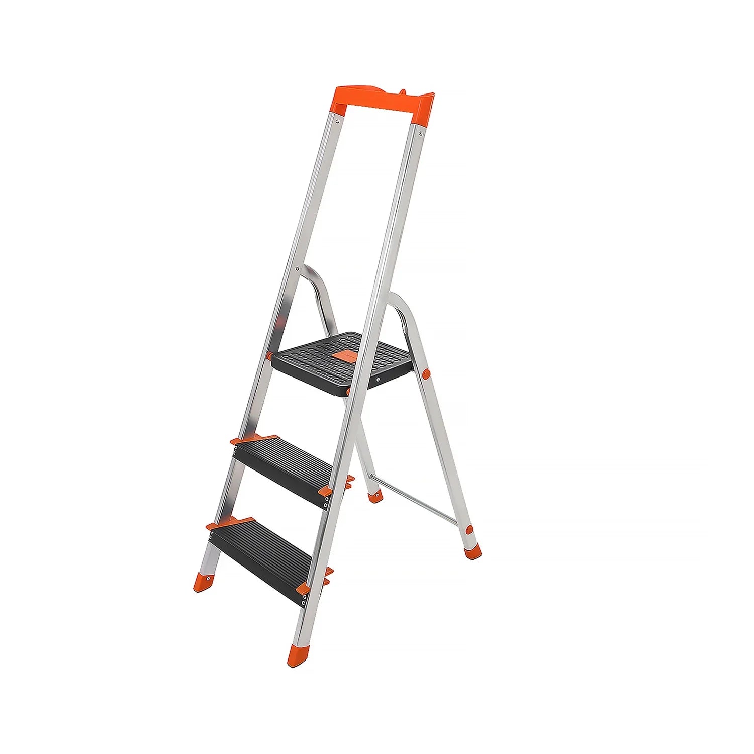 Escalera de 3 Peldaños Negro y Naranja Escalera