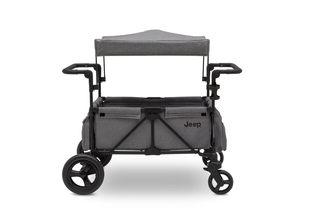 2025 Jeep Wrangler Stroller Wagon de Delta Children – 3 Modos: Portabebés, Cochecito y Carrito, Suspensión, Capota UV, Compatible con Sillas de Auto, Almacenamiento Múltiple, Manillares Ajustables