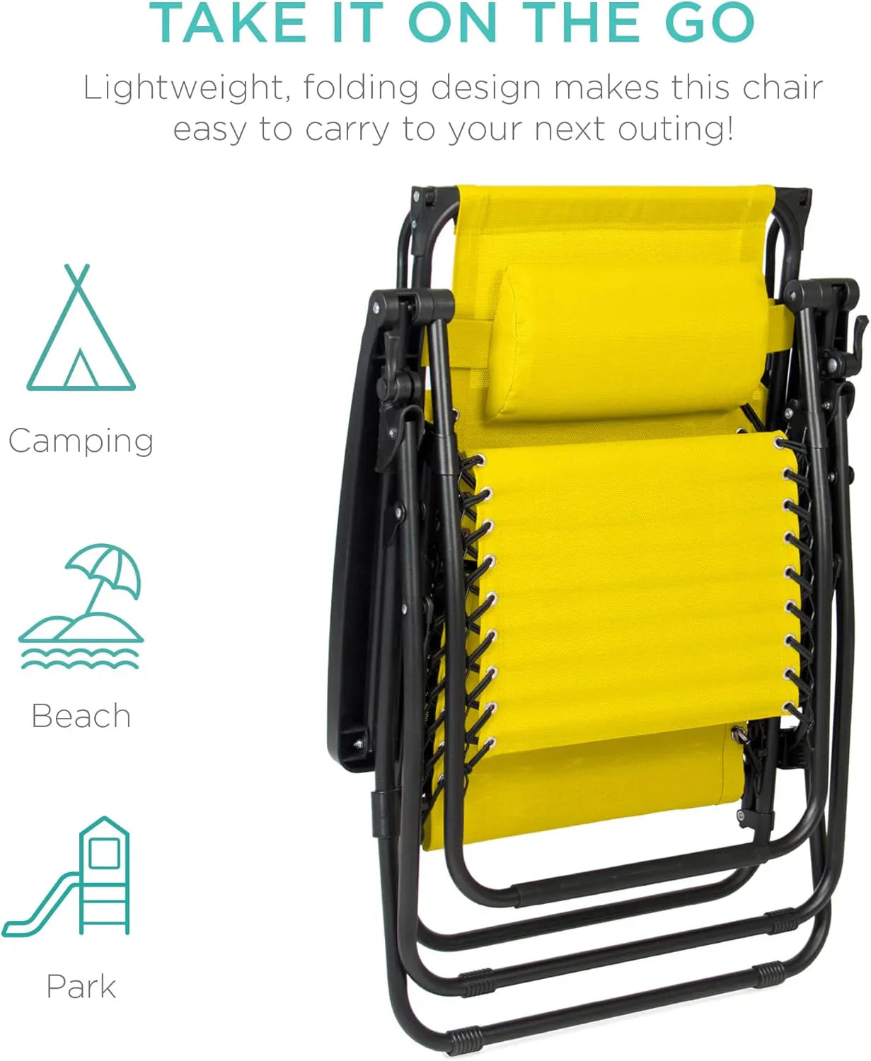 Best Choice Products – Silla Reclinable de Patio con Gravedad Cero, Ajustable y Plegable para Exteriores con Dosel, Almohada Cervical y Bandeja Lateral, Textileno – Azul Pavo Real