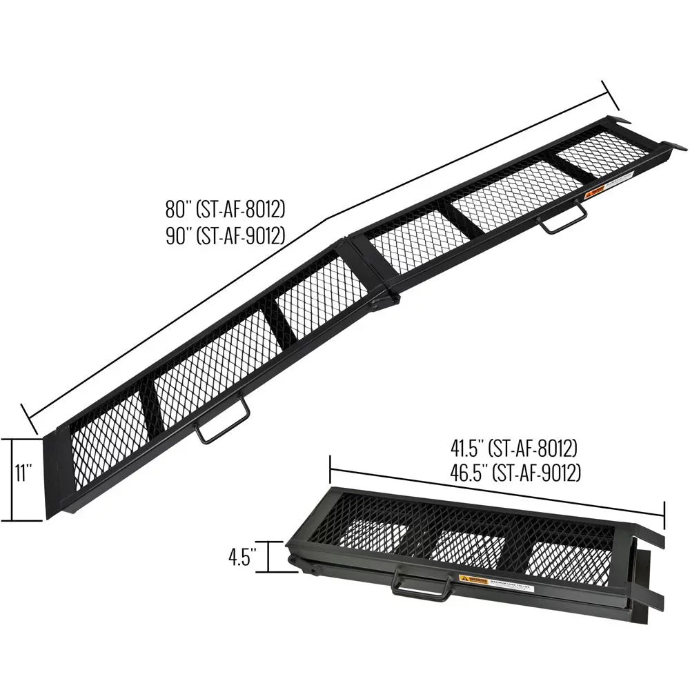 Rampas plegables dobles de 90 pulgadas para ATV de acero negro