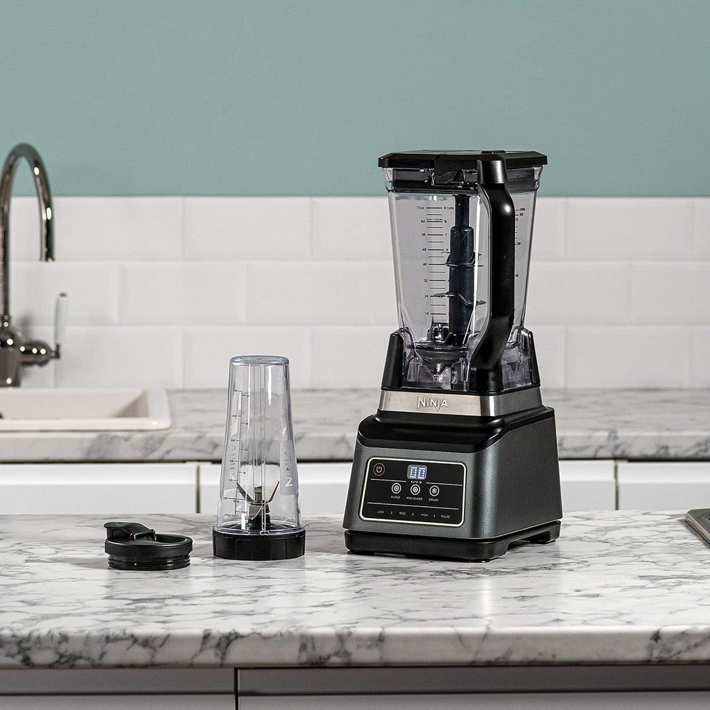 Ninja BN750EU Licuadora 2-en-1 – 1200 W, 3 Programas Automáticos, 4 Configuraciones Manuales, Tecnología Auto-iQ, Jarra de 2.1 L y Vaso de 700 ml, Piezas Aptas para Lavavajillas – Negro/Plata