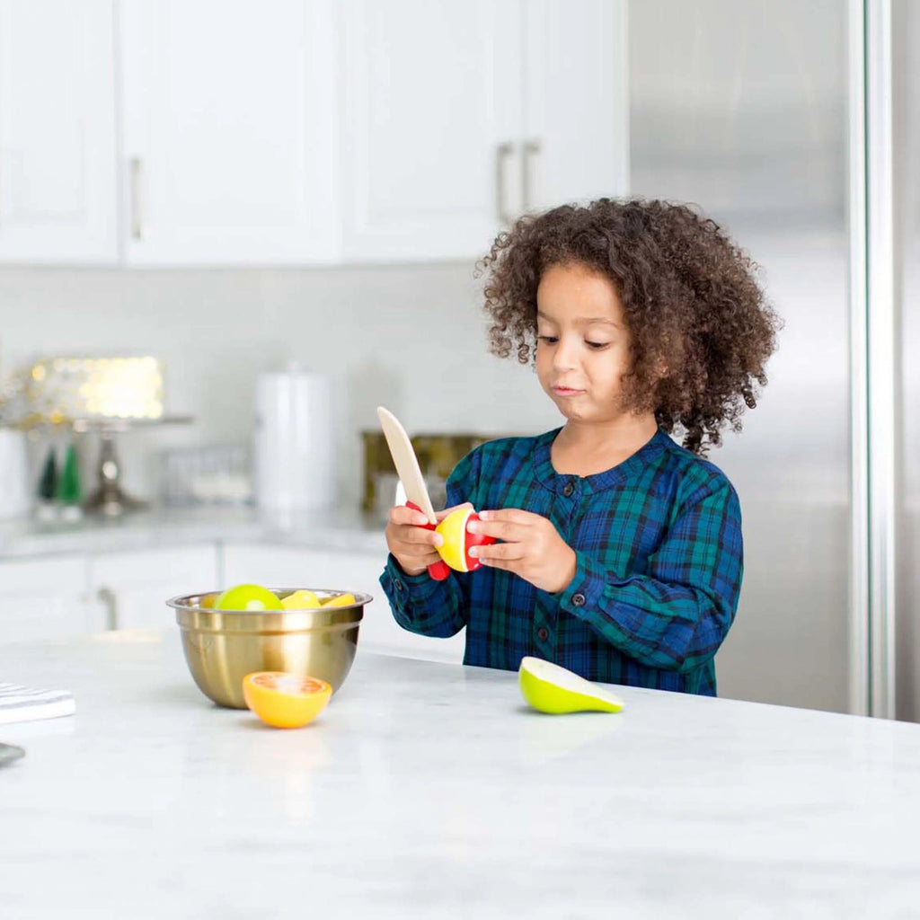 Melissa & Doug Set de Cortar Frutas – Accesorio de Cocina de Juguete de Madera, Multicolor