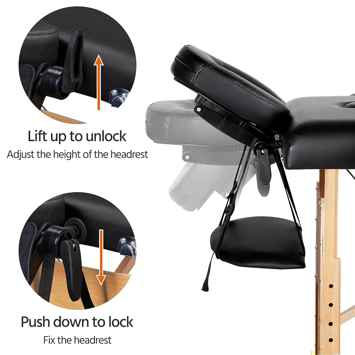 Mesa de Masajes Yaheetech – Mesa Plegable Portátil para Tratamientos, Pestañas, Spa – Mesa de Masaje Ajustable en 2 Secciones con Bolsa No Tejida, 24 pulgadas, Negra