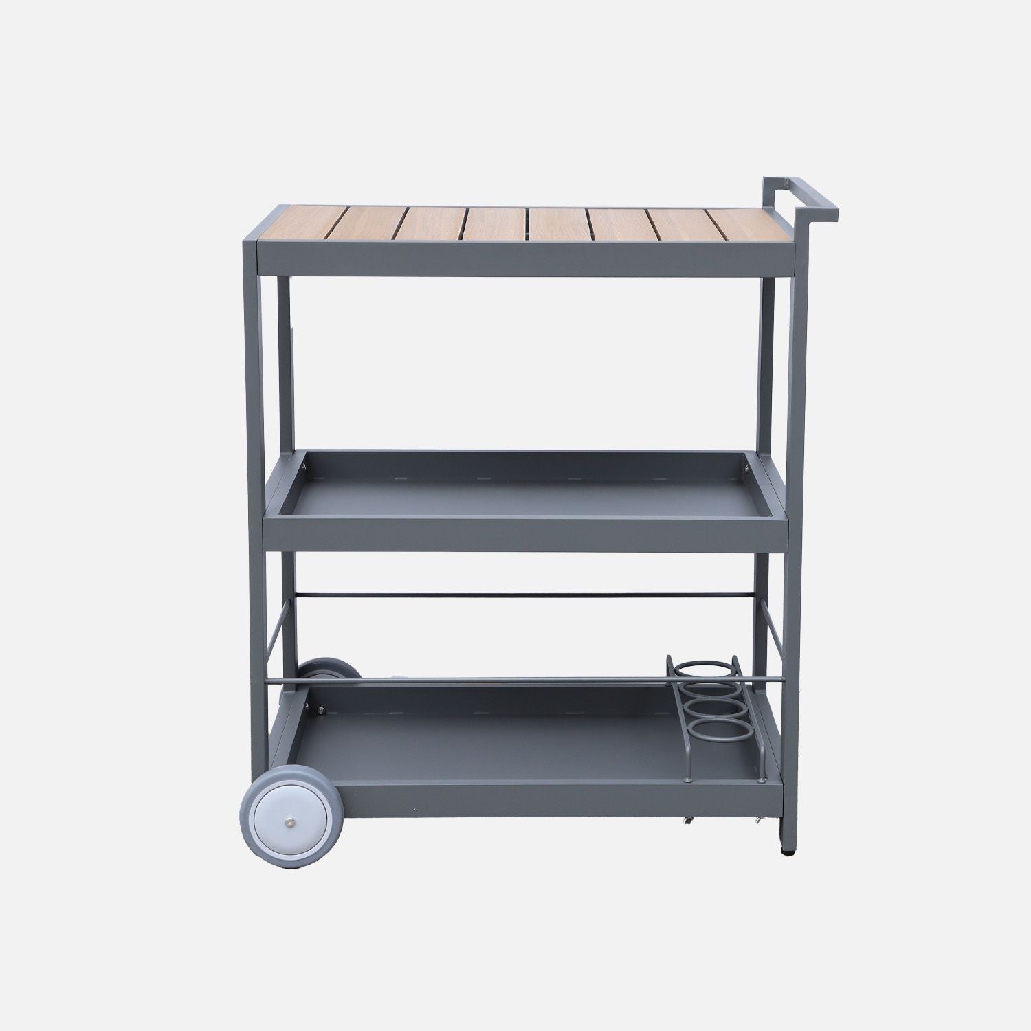 Mesa Exterior De Aluminio Con Ruedas Y Asa, 84cm, Antracita