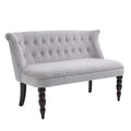 Sofá loveseat vintage, sillón capitoné con patas talladas y marco de madera, gris