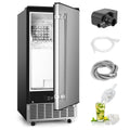 Máquina de Hielo Comercial Bajo Mostrador, 80 lbs/día con 24 lbs de Almacenamiento de Hielo, Bomba de Drenaje Integrada/Limpieza Automática/Ajuste de Temporizador/Pantalla LCD Inteligente, Ideal para Uso Doméstico y Comercial
