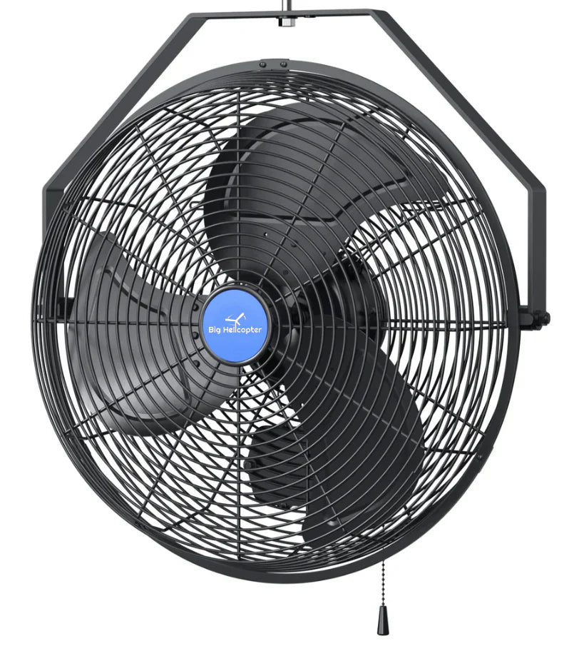 2025 Big Helicopter – Ventilador de pared resistente a la intemperie de 18", calidad industrial, para uso interior y exterior, ideal para veranda, invernadero, garaje, taller y muelle de carga, color negro