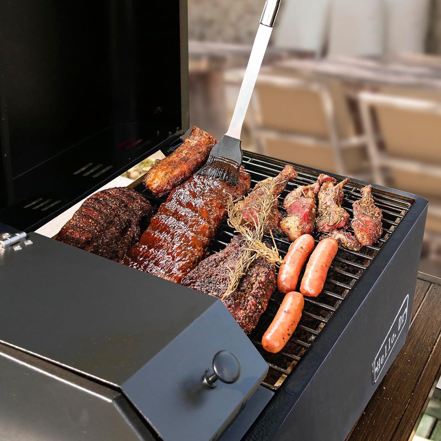 2025 Parrilla y Ahumador Portátil de Pellets de Madera Eléctrica 8 en 1 para Camping, RV, BBQ y Cocinar en el Patio - Control Inteligente de Temperatura y Tecnología de Vapor Súper Caliente