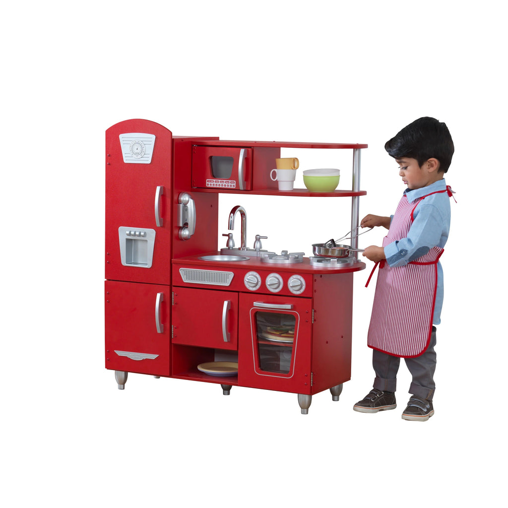 2025 Cocina de Juguete KidKraft Vintage Roja de Madera con Teléfono de Juguete
