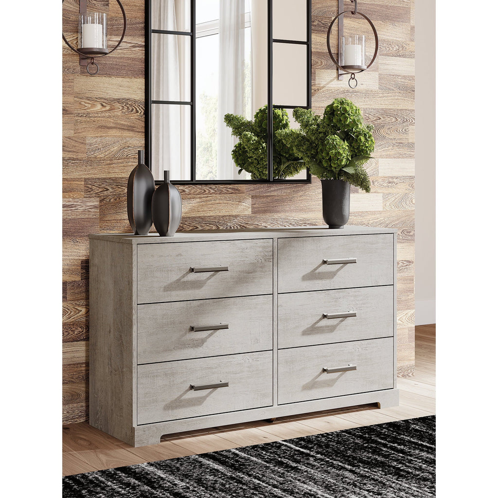 Cajonera Shawburn de 6 Cajones Estilo Granja Moderna de Signature Design by Ashley, Acabado Blanco Roto