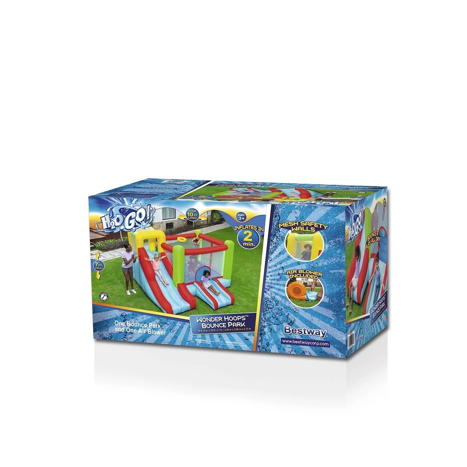 2025 Up, In and Over Wonder Hoops Parque Inflable de Rebote de 10' con Baloncesto y Resbaladilla