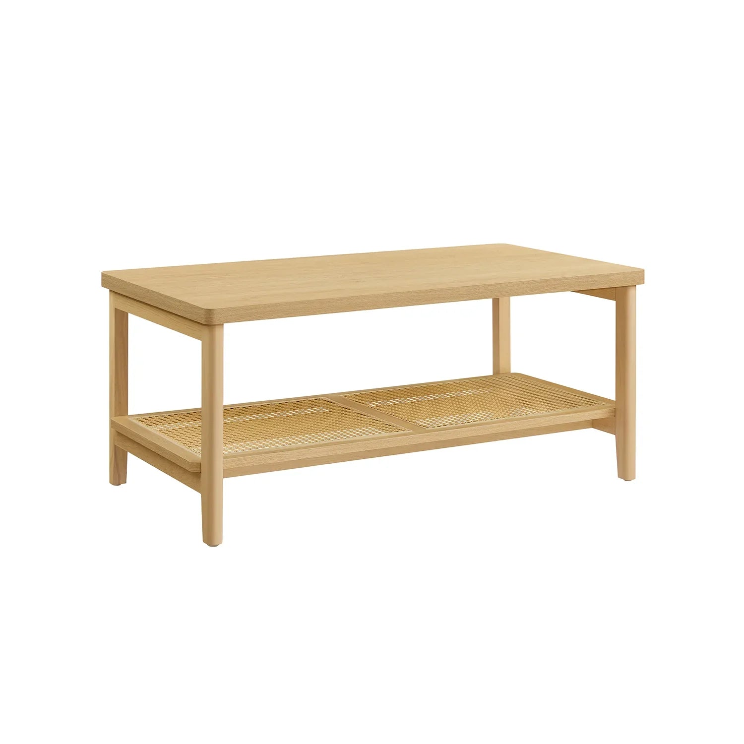 Mesa de Centro de 2 Niveles Estilo Boho Beige Roble