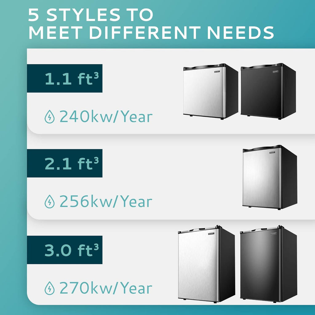 Congelador Vertical, 3.0 Pies Cúbicos, Congelador Mini Compacto de Una Puerta con Puerta Reversible de Acero Inoxidable, Congelador Pequeño para Hogar/Dormitorios/Apartamento/Oficina (Plateado)