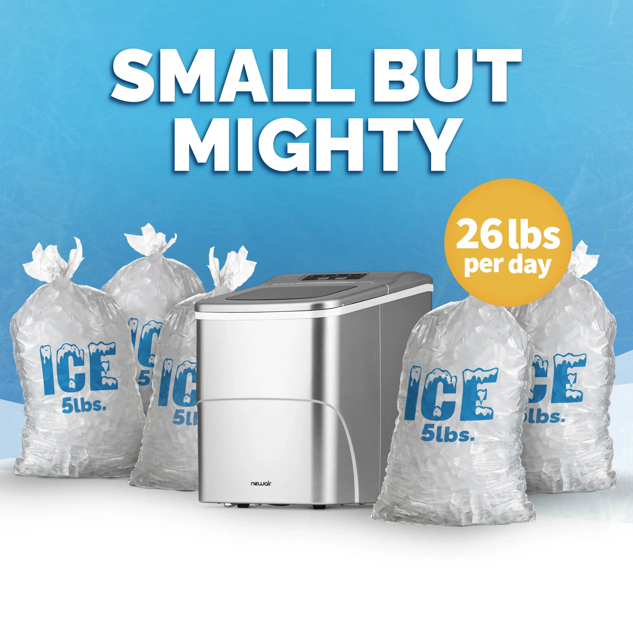 2025 Máquina de Hielo de Encimera Newair® – Cubitos en Forma de Bala, 12 kg/día – Negro Mate