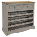 2025 Mesa estante para vino de pino macizo Sunnydaze – 28 botellas, gris, 88 cm