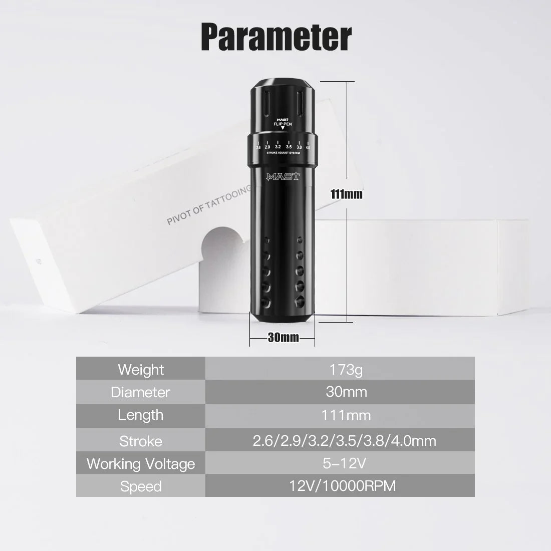 Máquina de Tatuaje Rotativa Mast Flip Tipo Bolígrafo con Kit de Batería Inalámbrica